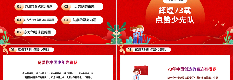 2022中国少先队成立73周年学习解读PPT简约风少年红领巾心向党争做新时代好队员课件模板