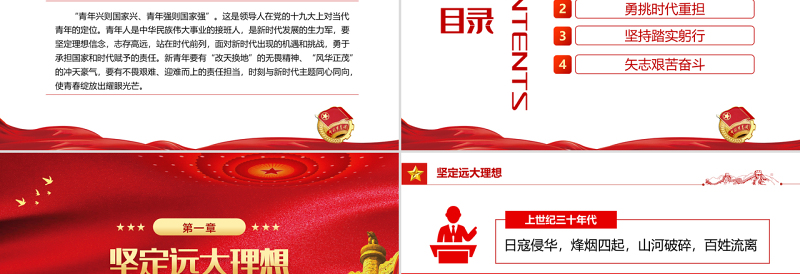做新时代合格建设者和接班人PPT红色大气风庆祝中国共产主义青年团成立100周年专题课件模板
