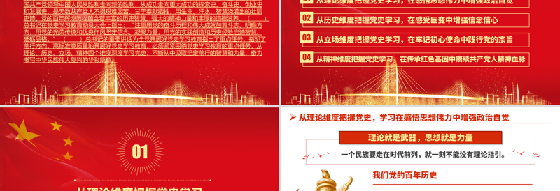2021从四个维度把握党史学习重点PPT庆祝中国共产党建党100周年专题系列党课模板