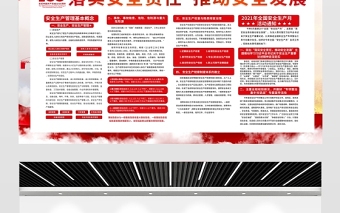 2021安全生产月展板红色党建风安全月活动宣传栏设计模板