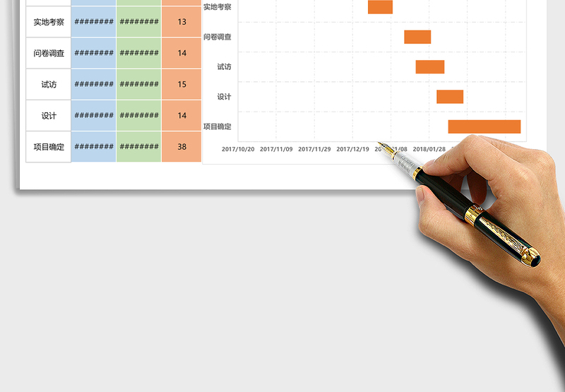 项目进度工程甘特图表Excel模板