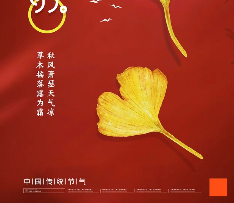 浓郁中国风正红宫墙银杏叶立秋节气宣传海报模板