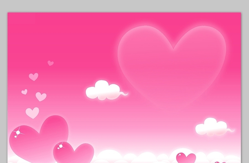 云端的爱心卡通矢量粉色背景图片
