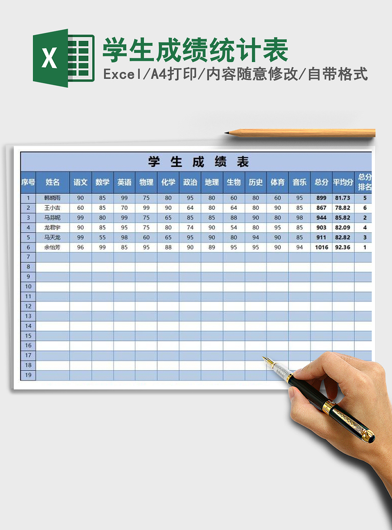 2021年学生成绩统计表