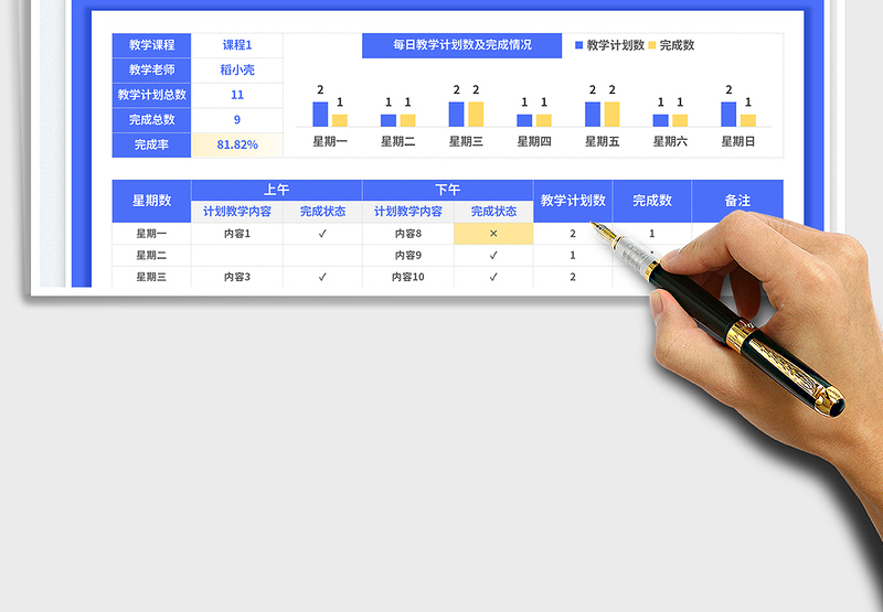 2023通用型周教学计划表免费下载