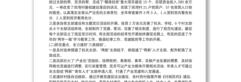 2021-2021学校党组织书记抓基层党建工作述职述责总结报告