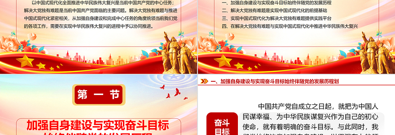 2023解决大党独有难题与中国式现代化的内在逻辑ppt精美党政在实现中华民族伟大复兴的进程中协同推进互相印证党组织专题党课教育课件