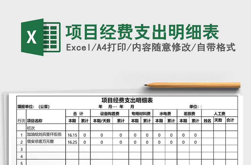 2021年项目经费支出明细表