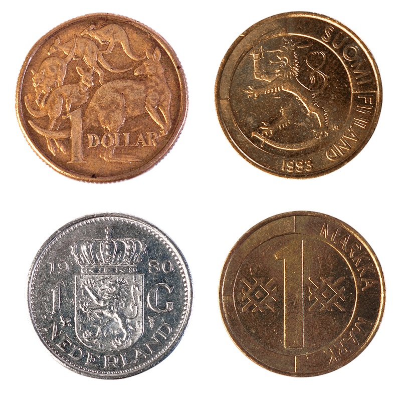 澳元兑美元, 芬兰马克, 荷兰盾, 财政, 硬币, 金钱