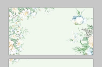 两张绿色清新唯美花卉艺术PPT背景图片