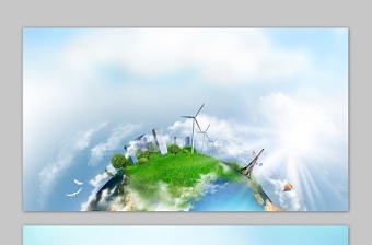 两张绿色地球环保主题PPT背景图片