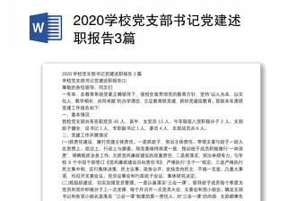 2020学校党支部书记党建述职报告3篇