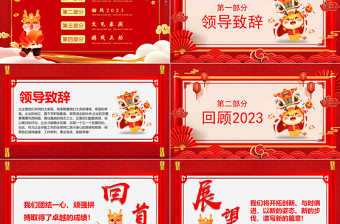 龙年年终暖心岁末共话PPT精美中国红2024企业茶话会活动策划模板下载