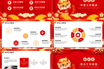 精美中国风新年工作计划PPT龙年企业公司集团实用模板
