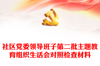 红色党政风社区党委领导班子第二批主题教育组织生活会对照检查材料PPT模板(讲稿)