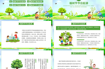 植树节PPT绿色清新三月十二日关爱地球保护地球课件模板