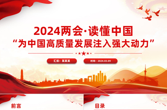 2024全国两会读懂中国PPT党政风精美为中国高质量发展注入强大动力课件下载