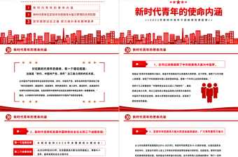 2022青年精神素养提升PPT红色简约风新时代青年干部教育党课团课课件模板