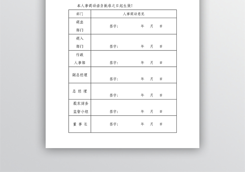 人事调动函word模板
