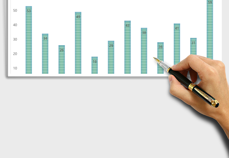 蓝色全年团队销售数据对比图Excel模板