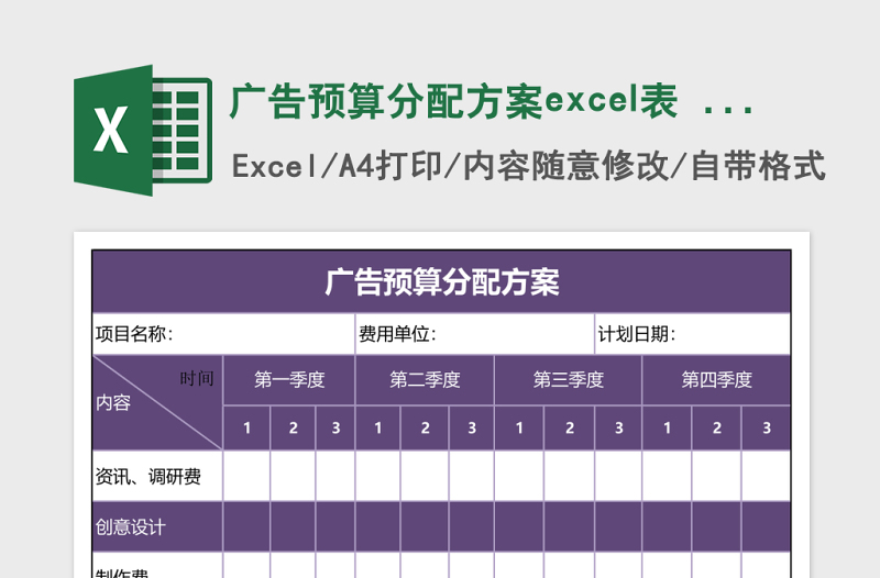 广告预算分配方案excel表 (自动保存的)