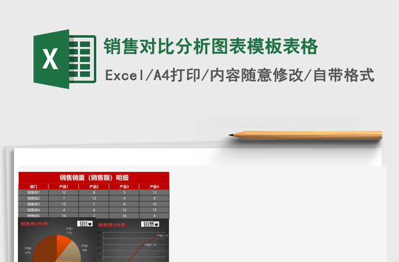 销售对比分析图表模板Excel模板表格