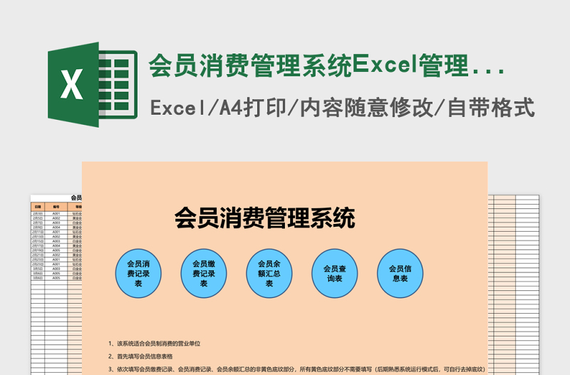 会员消费管理系统Excel管理系统