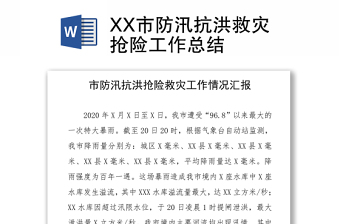 XX市防汛抗洪救灾抢险工作总结Word下载