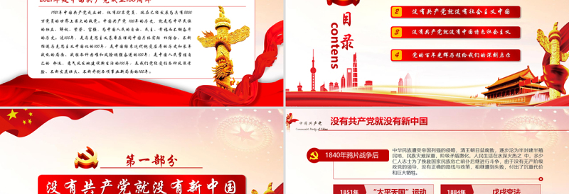红色大气简约党政风热烈庆祝中国共产党成立一百周年ppt