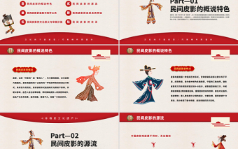 2023民间皮影PPT中国风传统文化皮影知识学习讲座课件模板下载