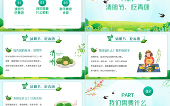 2022青团PPT中国风清明节美食青团做法介绍主题课件模板