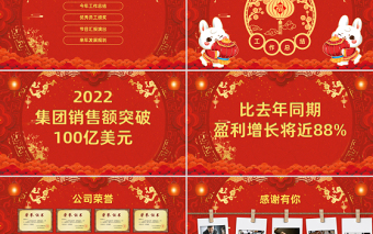 2023喜庆中国风兔年年会年终总结暨新年计划PPT模板