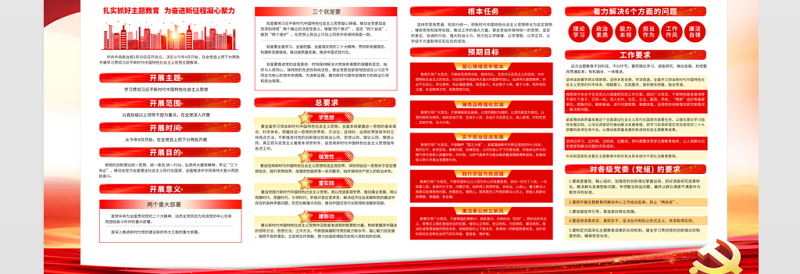2023年党内主题教育宣传栏精美时尚习近平新时代中国特色社会主义思想内容宣传展板设计
