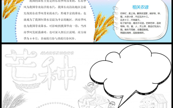 2021芒种传统节气手抄报中国传统节气芒种卡通风格小报模板