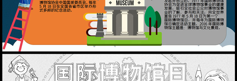 2023国际博物馆日卡通可爱5月18日国际博物馆日简介节日由来电子小报模板