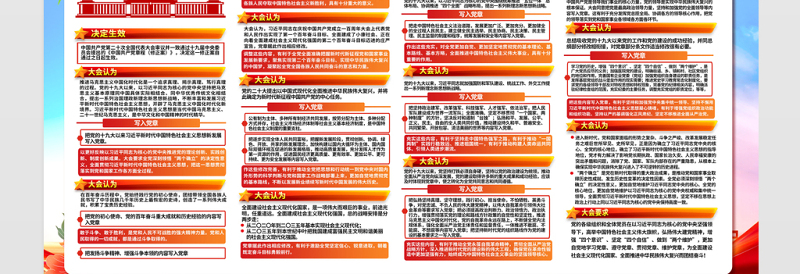 2022关于《中国共产党章程（修正案）》的决议展板红色党政风二十大党章修正案学习教育宣传栏设计模板