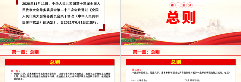 2021学习解读《中华人民共和国著作权法》PPT专题课件模板