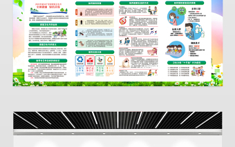 2022文明健康绿色环保展板卡通风全国爱国卫生月知识宣传栏模板