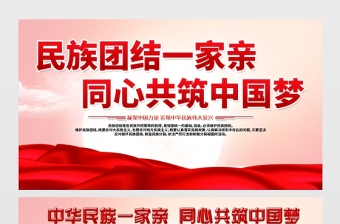2021民族团结展板红色大气民族团结一家亲同心共筑中国梦铸牢中华民族共同体意识党建宣传展板设计下载
