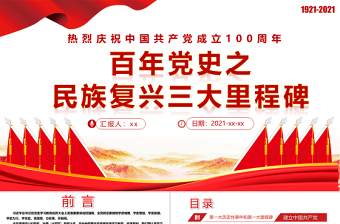 2021百年党史之民族复兴三大里程碑PPT热烈庆祝中国共产党成立100周年专题党课课件