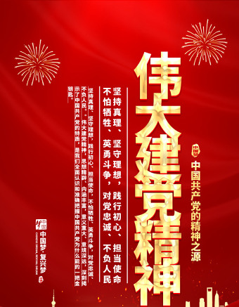 2021伟大建党精神海报热烈庆祝中国共产党成立100周年专题党课宣传海报设计模板