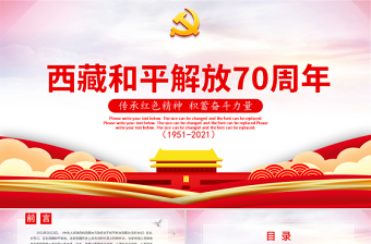 2021中国共产党100周年及西藏和平解放70周年板报ppt