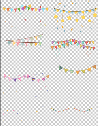 2021六一儿童节装饰彩带图片七款可爱卡通节日小彩旗元素合集