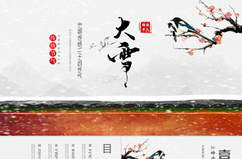 大雪节气PPT传统中国风二十四节气之大雪养生知识气候民俗文化教学课件模板