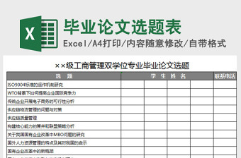 工商管理双学位专业毕业论文选题Excel模板