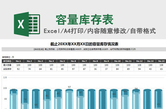容量库存情况统计精美形象柱状图Excel模板