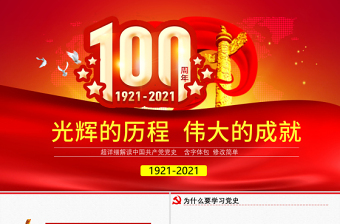 原创中国共产党党史建党100周年党课学习ppt-含讲稿