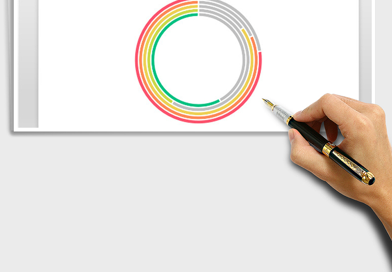 2021年小清新彩色完成比例圆环图财务营销图表