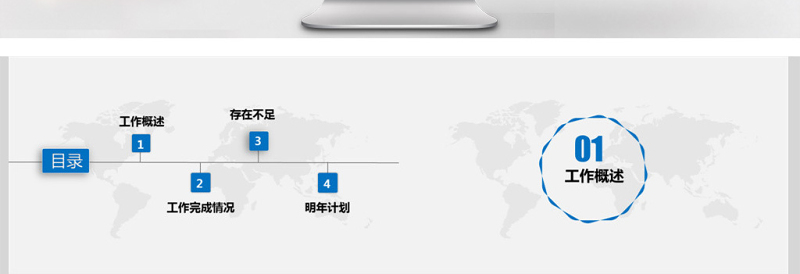 蓝色简约大气年终工作总结汇报PPT