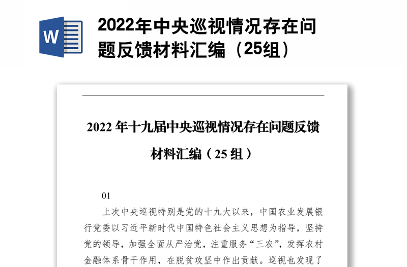 2022年中央巡视情况存在问题反馈材料汇编（25组）